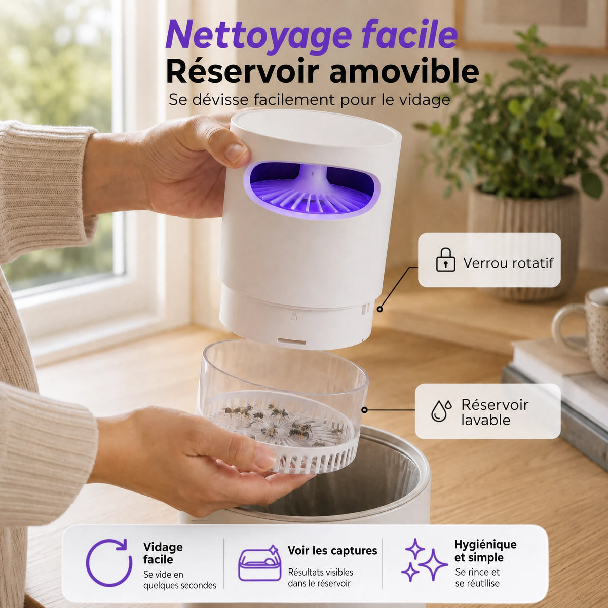 Nokta - Piège à moustiques silencieux à aspiration UV