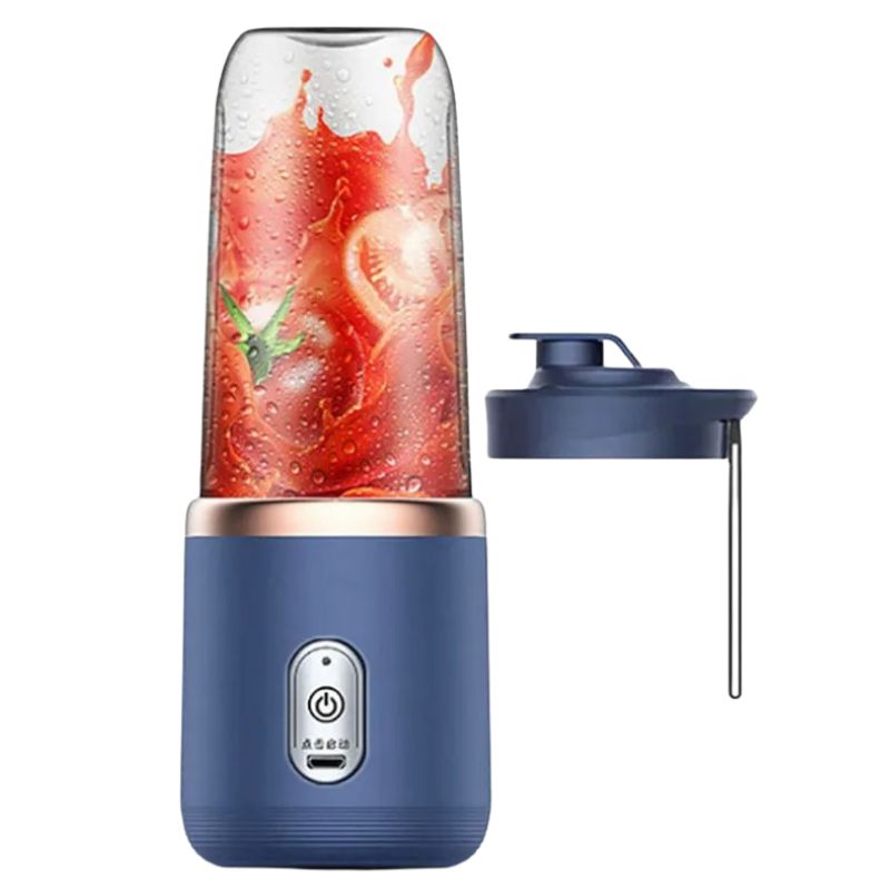 Appareil Smoothies Électrique Portatif bleu sur fond blanc
