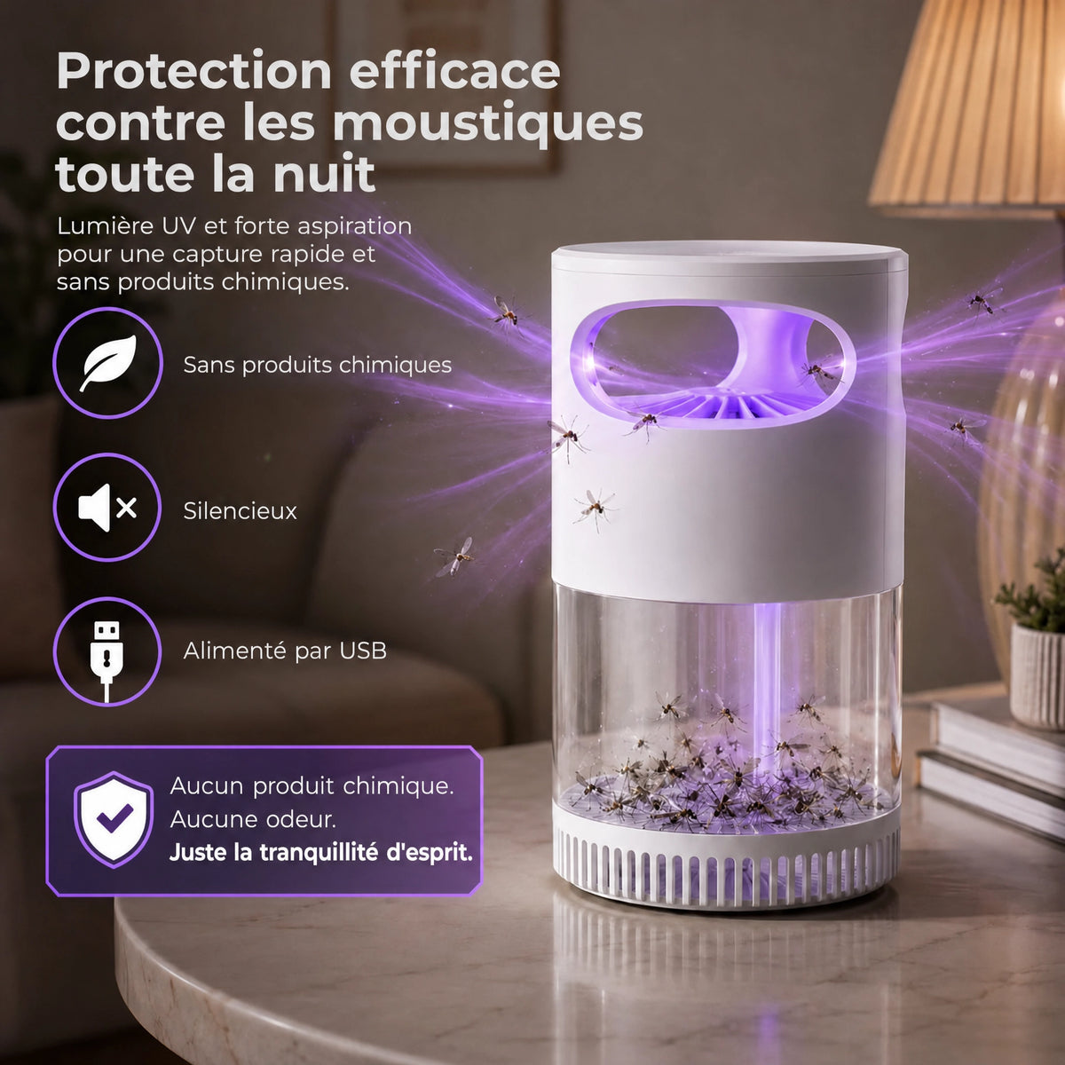 Nokta - Piège à moustiques silencieux à aspiration UV