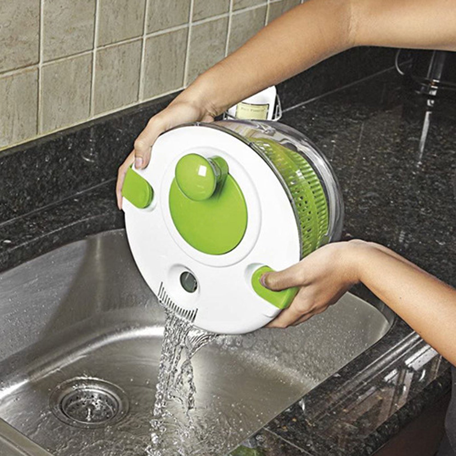 Essoreuse à salade manuelle en plastique avec couvercle de verrouillage