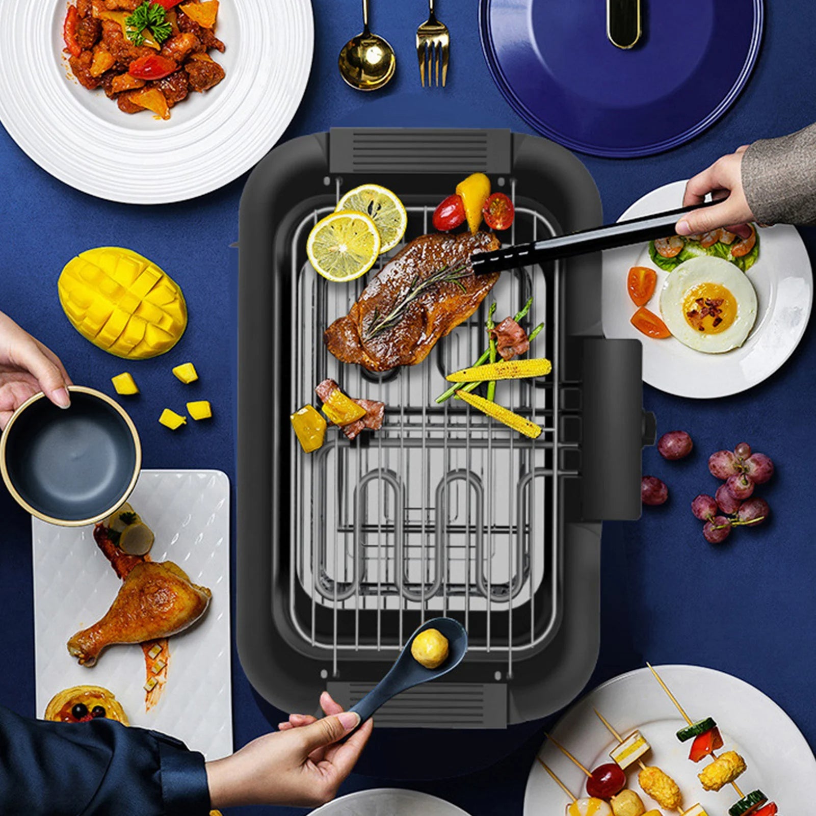 Grill Electrique Portable d'Intérieur Sans Fumée