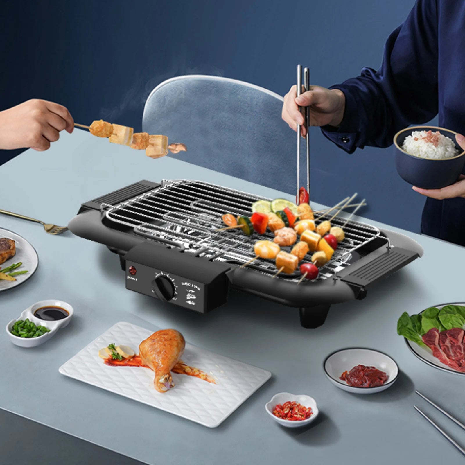Grill Electrique Portable d'Intérieur Sans Fumée